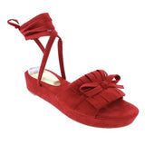 Flossie-Red fringe open toe sandals